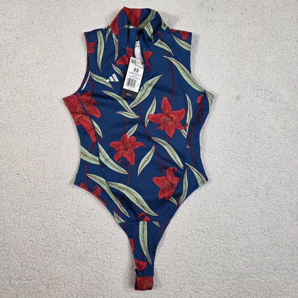 ADIDAS x FARM RIO MOCK NECK BODYSUIT WOMEN'S Floral Size XS NWT